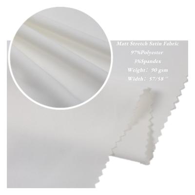 China Sustainable Professional Supplier Woven Polyester 90gsm 50D Stretch Matte Satin Fabric For Dress for sale