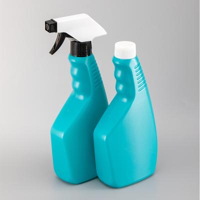 China Cyan Clean Liquid With Trigger Pump Head For Continuously Spraying Household Car Dealership Cleaning Agent Plastic Packaging Liquid Bottle for sale