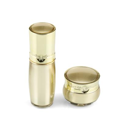 China Cosmetic Empty Bottles Set Refillable Round Acrylic Cream Cosmetic Jar Containers Cosmetic Bottles for sale