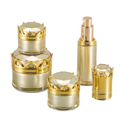 China Personal Skin Care Packaging Multi-size Diamond-Crown-Shape Top Lotion Container Set Accept Customized Plastic Color Skin Care Product Set for sale