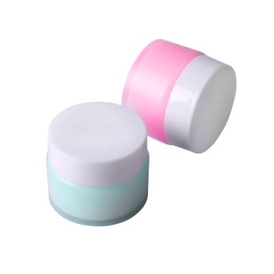 China 10g 15g Double Wall Cosmetic Pink PP Skin Care Product Container Blue Plastic Empty Cosmetic Cream Jar for sale