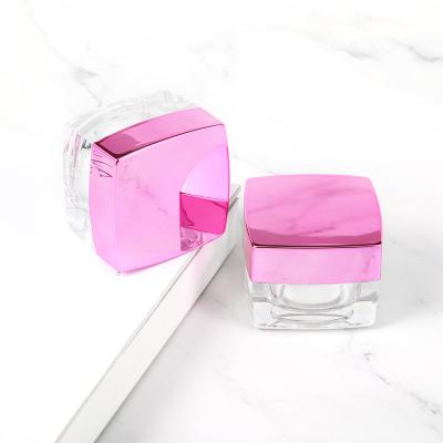 China Double Wall 10ml Cosmetic Square Rose Empty Luxury Cosmetic Container Jar Acrylic Cream Jar for sale