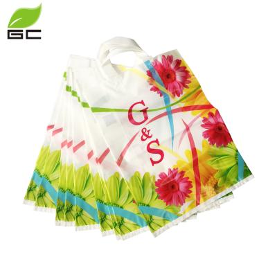 China China Recyclable Made Custom Logo Printing Soft Loop Handle Plastic Shopping Bag for sale