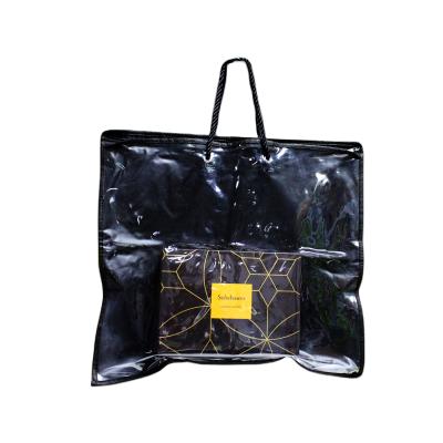 China Custom Printing High Quality Black PVC Luxury Bag With Handle Recyclable High Quality PVC Shopping Bag for sale