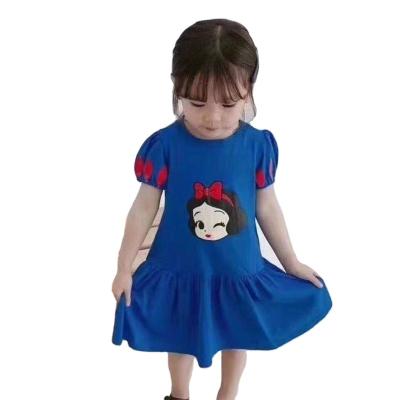 China 2022 summer snow girl white dress washable cartoon style dress baby Korean children's short-sleeved wear for sale