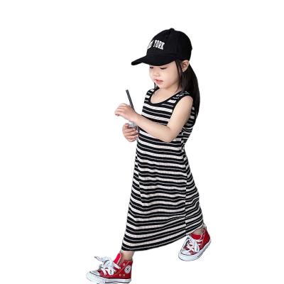 China 2022 Korean girls' summer straight skirt casual style kids children's summer T-shirt stripe sleeveless skirt loose style for sale