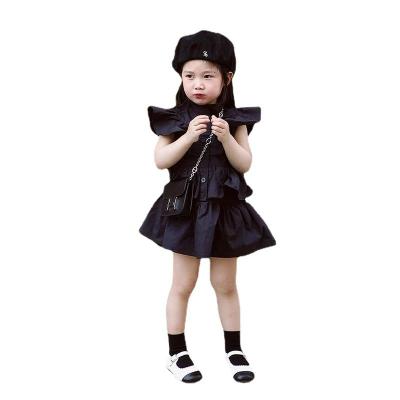 China 2022 New Summer Girls Breathable Little Minority Soft Black Dress With Soft Cotton And Wonderful Fabric for sale