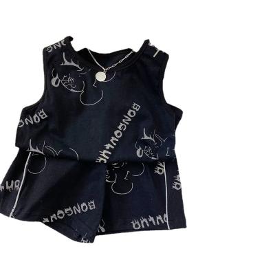 China 2022 new children's anti-shrink summer new boys' vest set children around the neck camisole cartoon print for sale