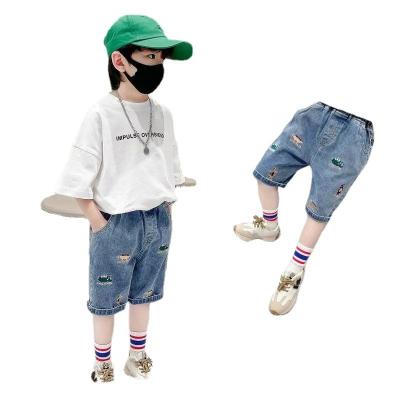 China 2022 Summer Children's Denim Shorts Children's Breathable Loose Casual Children's Handsome Capris Pants for sale