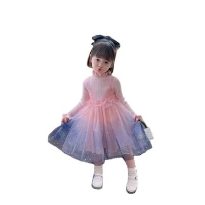 China wholesale Thick Anti-wrinkle Shinny Princess Long Dresses Birthday Party Sweater Dresses Kids Smocked Dresses For Girls for sale