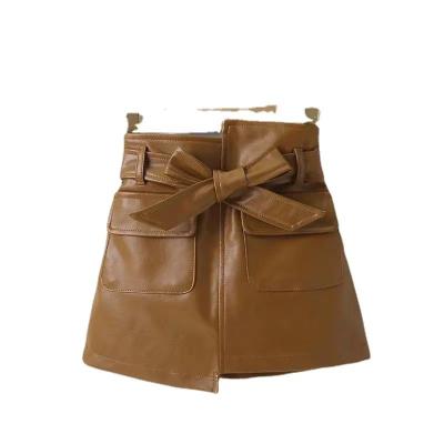 China Lovely Viable Wholesale Clothes Baby Kids Skirts Hot Style Solid Color PU Leather Shorts For Kids for sale