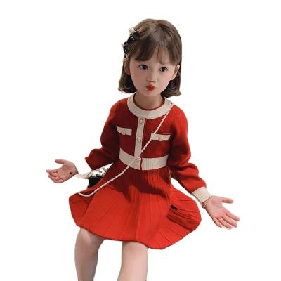 China Anti-wrinkle girls knit dress 2022 new children's princess dress baby style wool scented little dress for sale