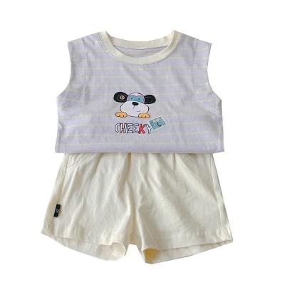 China 90%cotton Korean version of 22 summer short suit leisure two baby boys and girls cute cartoon sleeve T-shirt jacket shorts baby for sale