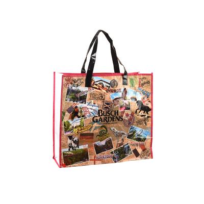 China Hot Sale Custom Handled Printed Logo Reusable Woven Laminated Tote Grocery Bag PP Woven Bag in Shopping Bags for sale