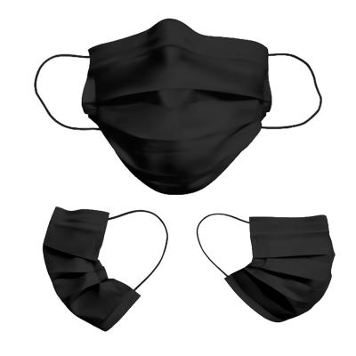 China Adult 10pcs Black Disposable Individually Wrapped 3 Ply Face Nose Medical Mask For Adult for sale