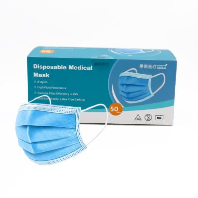 China Adult en 14683waterproof and dustproof disposable surgical medical mask safety 3-Ply blue face mask bfe99% for sale