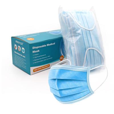 China Adult Manufactures China: Surgical Mask Raw Material Disposable Surgical Medical Mask Blue 3-Ply Face Mask for sale