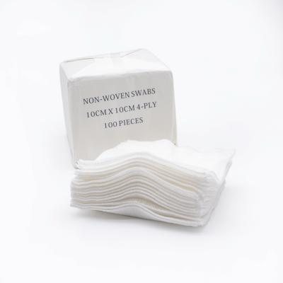 China Viscose/Polyester 100 Pieces, 30g, Non-Sterile and Medical Cleaning Non-Woven Cloth Swab Gauze Swabs 10x10 4ply for sale