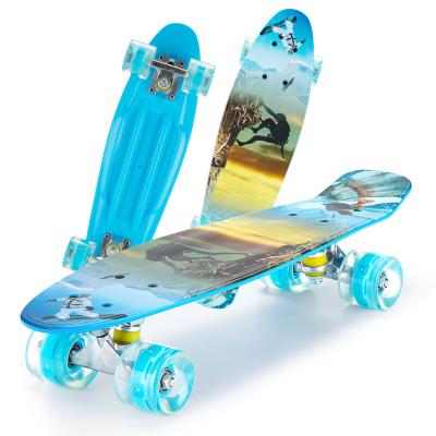 China 22 Inch Complete Plastic Kid With Handle Light Colored Led PU Wheels Custom Vending Skate Board for sale