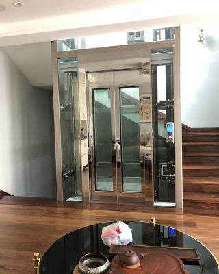 China Modern FUJI Aluminum Alloy Hand Drawn Lift Door Small Home Villa Elevator for sale