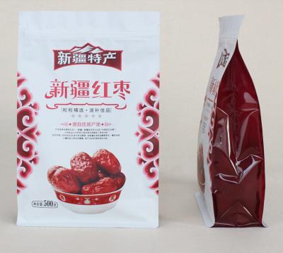 China 500g Custom Dried Fruits Stand Up Pouch Quad Seal Red Dates Package for sale