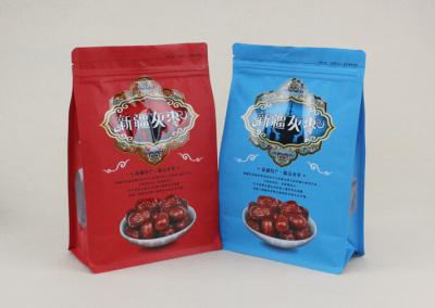 China Square Bottom 500g Food Grade Quad Seal Bags For Red Dates Walnuts for sale