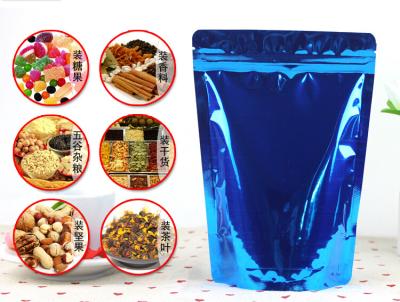 China Shiny Foil Blue Flexible Foil Ziplock Bags Foil Resealable Bags for sale