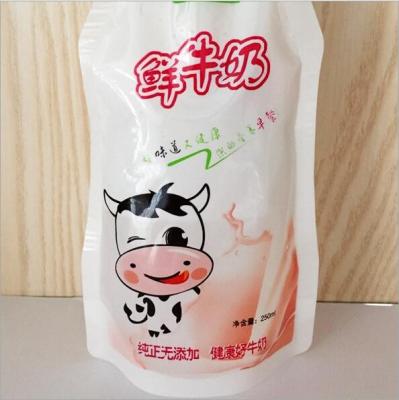 China 250ml Fresh Milk Standing Pouches Top Spout Beverage Pouch With Clear Window for sale