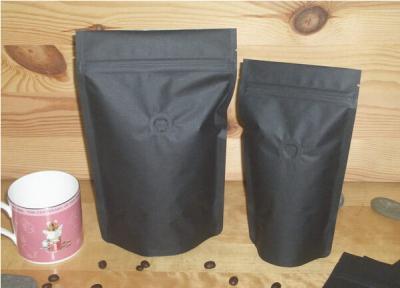 China Coffee Bean Black Doypack Bags , Zipper Kraft Stand Up Food Pouches for sale