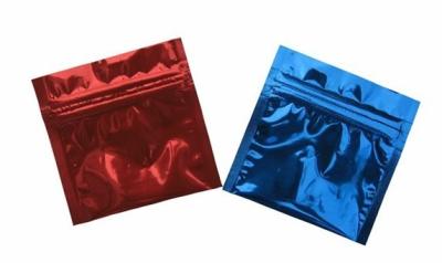 China Blue Red Mini Aluminium Foil Packaging Bags , Standing Zipper Small Pouch for sale