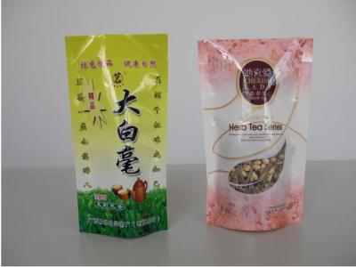 China Green Self Standing Packaging Coffee Tea Bags With Small Clear Window for sale