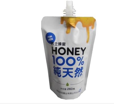 China Reclosable Honey Bee / Soy Bean Plastic Liquid Spout Bags For Baby Food for sale