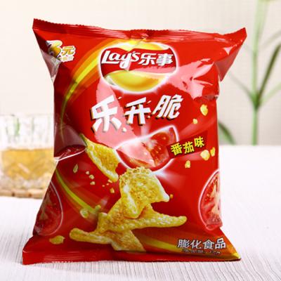 China Customizable Printing Red Flat Bottom Puffed Food Safe Plastic Bags Biodegradable for sale