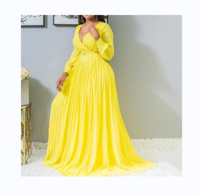 China High waist thin solid women's breathable temperament pleated retro polyester sheath long long evening dress dresses for sale