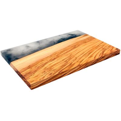 China Viable Personalized Simple Olive Wooden Rectangle Side Epoxy Resin Cutting Board With Customized Color Cutting Board For American for sale