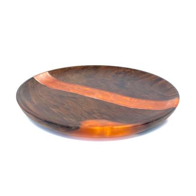 China Disposable orange&blue color wooden resin walnut dish for holiday for sale