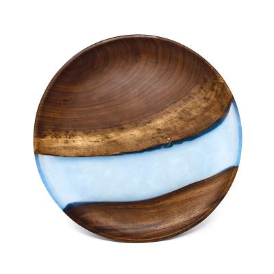 China High Quality Disposable Eco-Friendly Wooden Round Dish Decorations Wooden Epoxy Resin for sale