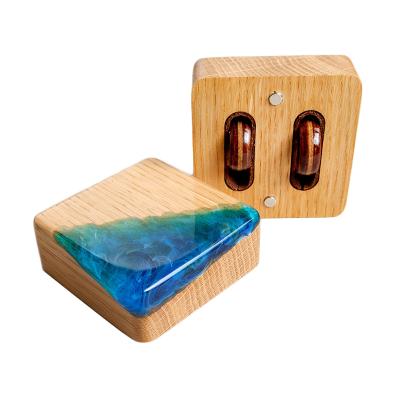 China Packaing Sky And Earth Cover Bamboo Resin Ring Box With Magnetic Lid Bamboo Ring Case for sale