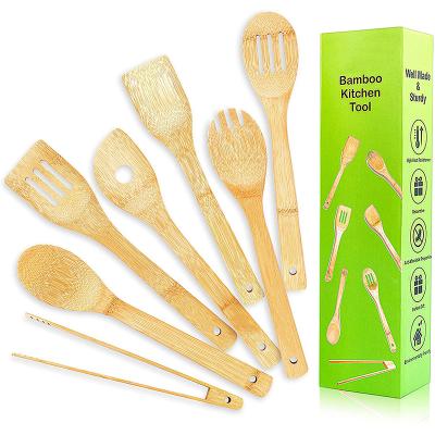 China 7 Pcs Bamboo Spatula Bamboo Spoon Sustainable Bamboo Cookware Spoons&spatula Gifts for sale