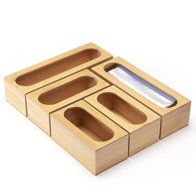 China Movable 5 Pcs Bamboo Box For Food Storage Organizer With 12 Inch Drawer Storage Case for sale