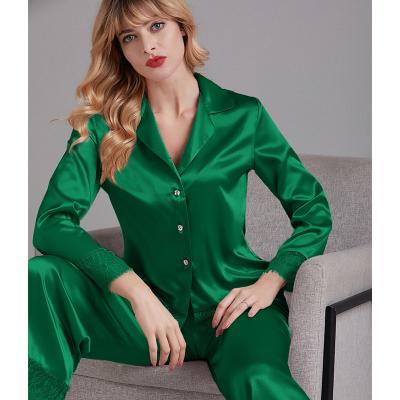 China 2022 Luxury Women's New Arrival Designer Elegant Lace Solid Satin QUICK DRY Custom Pajamas Luxury Sleepwear for sale