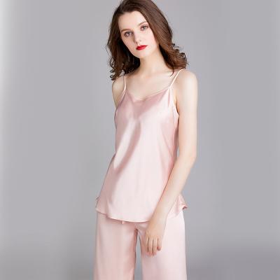 China 2022 Luxury New Arrival Designer Women's Sleepwear Elegant Sleeveless Crop Satin QUICK DRY Pajamas Tops for sale