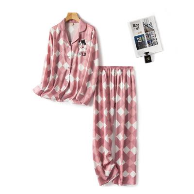 China 2022 New Arrival Custom Designer Fashion Cartoon Printing Luxury Satin Sleepwear Pajamas QUICK DRY for sale