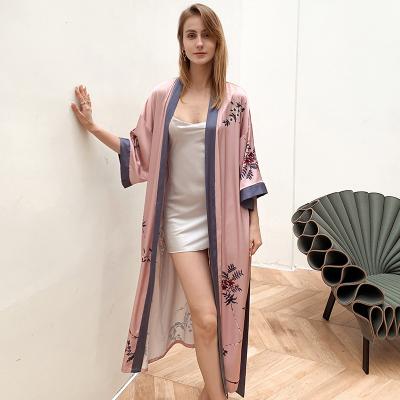 China 2022 new arrival luxury satin kimono breathable wholesale silk sexy women bathrobe long robe for sale