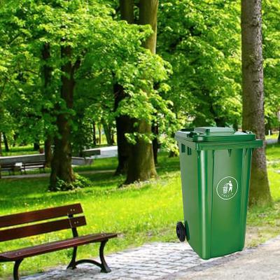 China Sustainable Plastic Garbage Bin Caster Green 240L Waste Sorting Bins for sale