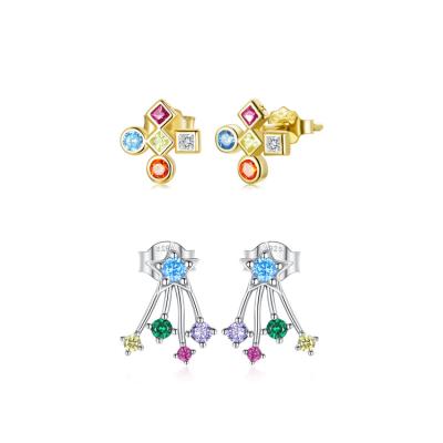 China Nickel Plated Qings New Arrival Simple Designs Meteor Free Colorful Cross Gold Wedding Earrings For Women for sale