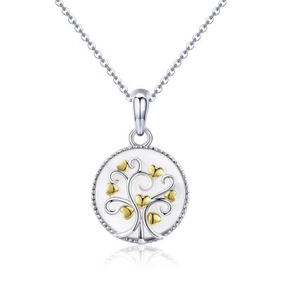 China Fashion Necklace Qings 925 Sterling Silver Plated Gold Necklace Tree of Life Necklace with Mother of Pearl for sale