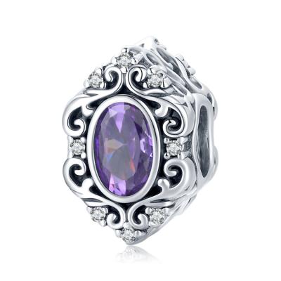 China Nickel Free Qings Shape New Style 925 Sterling Silver Purple Charm Wholesale Trendy Jewelry Beads for sale