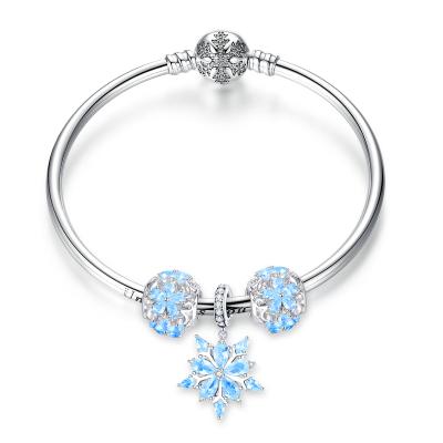 China Wholesale Genuine ZIRCON Qings 925 Sterling Silver Women Snowflake Natural Diamond Bracelet for sale