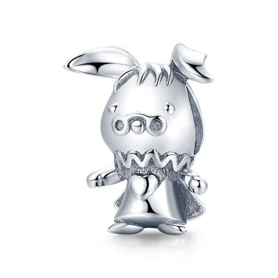 China Qings Designer 925 Sterling Silver Playful Rabbit Easter Charm Nickel Free Wholesale Beads for sale